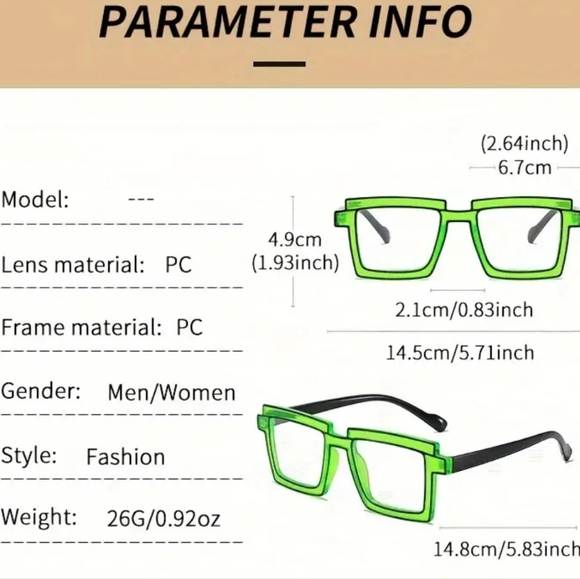 Anime Colorful Full Rim‎ Rectangular Acetic Spectacles - Picture 6 of 6